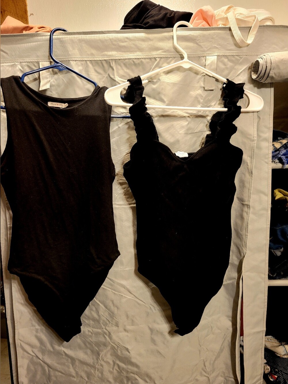 2 Body Suits, 1 Black Ruffle Strap